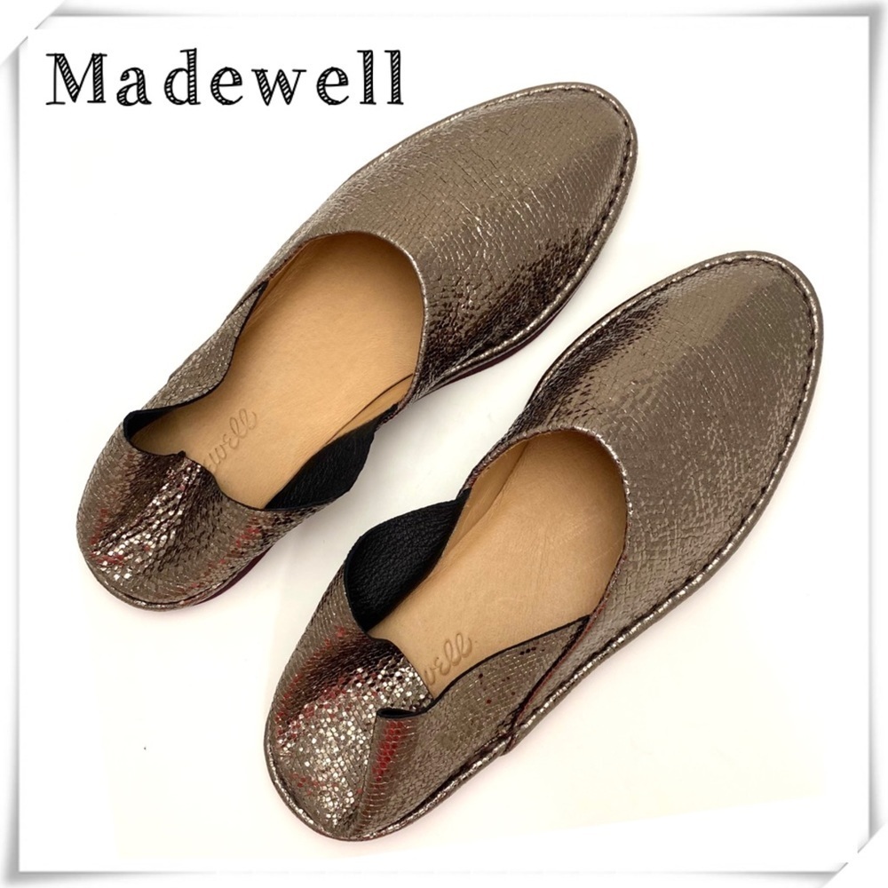 MADEWELL Metallic Leather Slip on Flats Slippers Metallic Brown